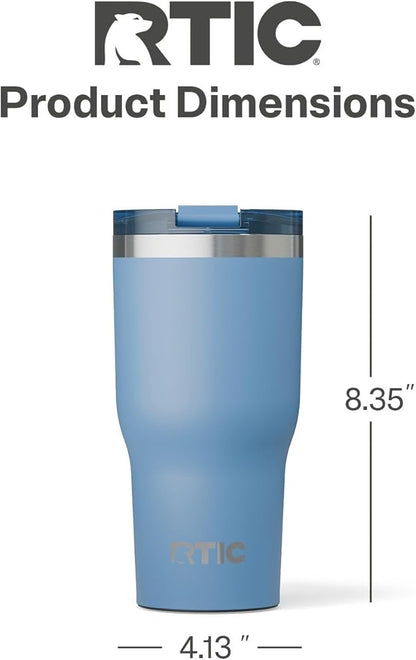 RTIC 30oz Essential Tumbler with Lid, Insulated, Stainless Steel, Metal, Double Wall Vacuum-Insulation, Ceramic Lined, Travel Cup for Iced Coffee, Tea, Hot and Cold Drink, Denim