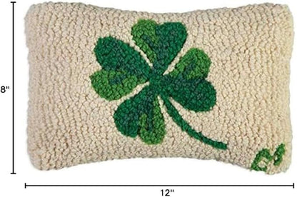 Chandler 4 Corners Artist-Designed Shamrock Hand-Hooked Wool Decorative Throw Pillow (8 in x 12 in) St Patrick's Pillow for Couches & Beds-Easy Care & Low Maintenance - St Patty's Day Irish Pillow