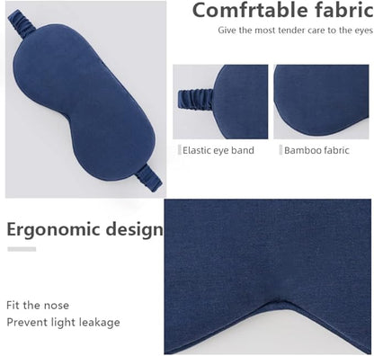 HBHLFZ Sleep Mask 2 Pack - Bamboo Viscose Fiber Sleeping Eye Mask - with Elastic Band/Headband - Comfort Sleeping Shade - for Nighttime Sleeping, Traveling & Napping（Navy Blue）