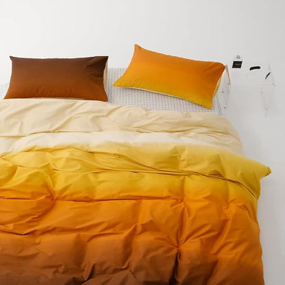 Pureant Orange Yellow Gradient Comforter Sets Full Solid Yellow and Orange Bedding Comforters Cotton Women Girls Modern Orange Brown Gradient Soft Quilts Farmhouse Abstract Art Orange Blanket Warm