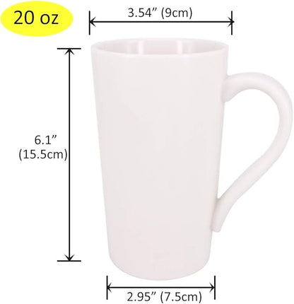 2 Pack 20 OZ Coffee Cup Simple Pure White Ceramic Cup Plain Large Tall White Ceramic Milk Tea Coffee Mug with Handle