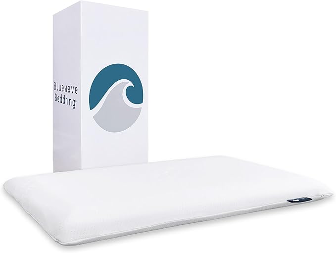 Bluewave Bedding Extra Slim Gel Memory Foam Pillow for Stomach and Back Sleepers - Thin, Flat, and Low Profile Design for Deeper Sleep (1.75-Inches Height, Standard Size)