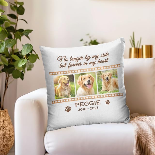 Pawfect House Dog Memorial Gifts for Loss of Dog, Personalized Pet Throw Pillow Covers (Insert Included), Forever in My Heart, Pet Memorial Gifts for Dogs, Custom Photo Pillow for Loss of Cat