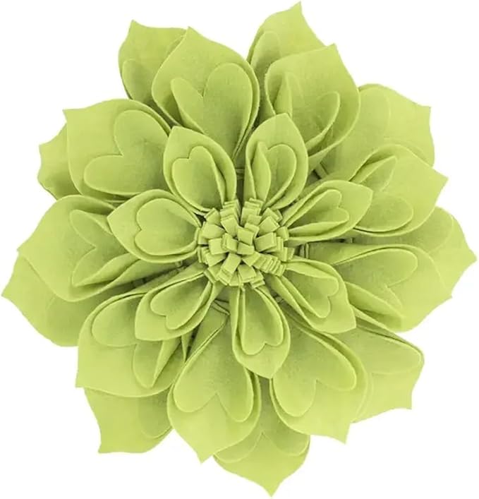 Fennco Styles Handmade 3D Heart-Shaped Petals Flower Decorative Filled Throw Pillow 13" Round - Lime Floral Pillow for Couch, Home Décor and Holiday, Housewarming Gift