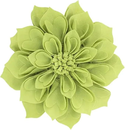 Fennco Styles Handmade 3D Heart-Shaped Petals Flower Decorative Filled Throw Pillow 13" Round - Lime Floral Pillow for Couch, Home Décor and Holiday, Housewarming Gift