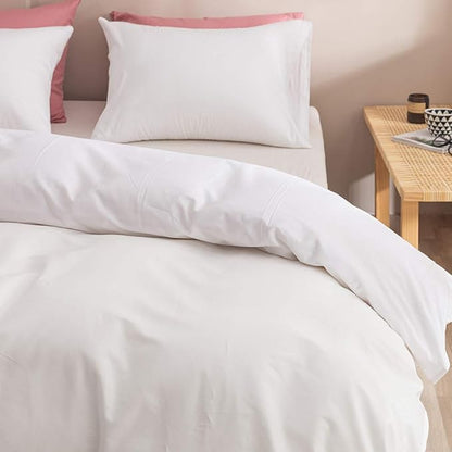 Wellboo White Comforter Sets Twin Solid Color Bedding Comforters Cotton Plain Light Color Quilts Modern White Warm Quilts Women Men Durable Comforters Soft Health Bed