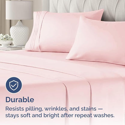 King Pillow Cases Set of 4 - Ultra Soft Hotel Quality Pillowcase Covers - Comfy, Cozy & Wrinkle Free - Shrinkage, Stain & Fade Resistant - Machine Washable Pillow Protectors - 4 Piece Set - Baby Pink