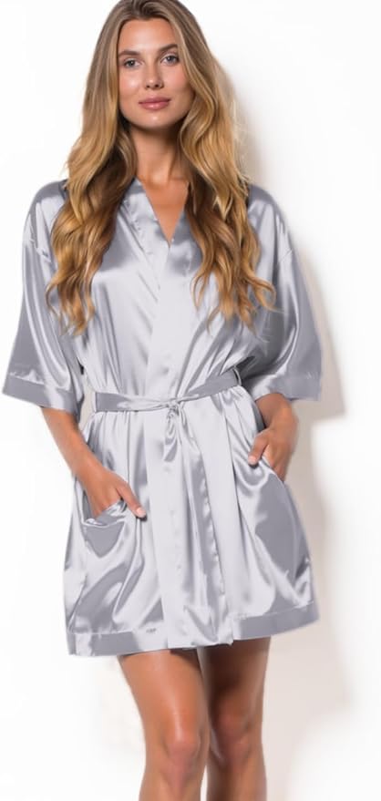 Turquaz Women's Bride Bridesmaids Silky Robe Satin Kimono Robes for Women Lingerie