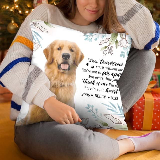 Pawfect House Personalized Dog Memorial Throw Pillows with Photo (Insert Included), I'm Right Here in Your Heart, Loss of Dog Sympathy Gift, Cat Memorial Gifts for Loss of Cat, Pet Loss Gifts
