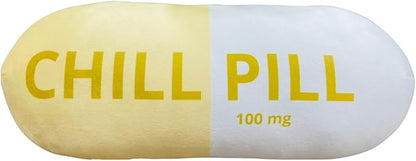Chill Pill Pillow - Preppy Cute Trendy Room Decor Aesthetic Throw Pillows, Funny College Dorm Teenager Y2K Teacher Doctor Nurse Lawyer Student Friend Sister Birthday for her (Yellow)