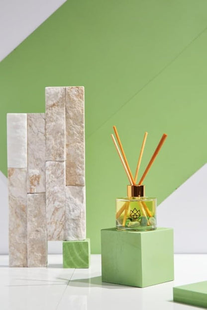 Crystal Infused Reed Diffuser, 4 OZ, Bloom - Amazonite Crystal Infused - Scents of Lavender, Neroli, and Jasmine - Hope, Discovery, & Growth - Home Decor, House Warming, Room