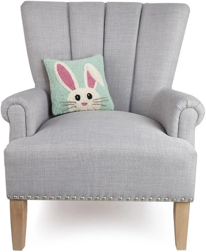 Peking Handicraft 30JES1739C10SQ Hello Easter Bunny Hook Pillow, 10-inch Square, Wool and Cotton