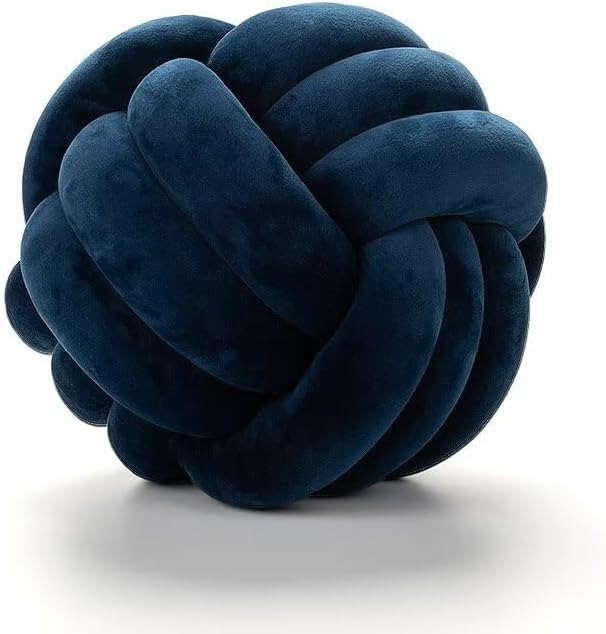 Knot Ball Pillows,Soft Round Knotted Pillow,Handmade Plush Throw Pillows Home Decoration Cushion Pillow for Sofa Bed Couch Floor(8.7 Inch,Navy)