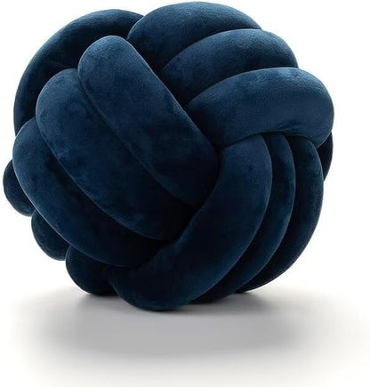 Knot Ball Pillows,Soft Round Knotted Pillow,Handmade Plush Throw Pillows Home Decoration Cushion Pillow for Sofa Bed Couch Floor(8.7 Inch,Navy)