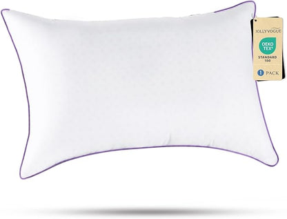 JOLLYVOGUE Pillows Standard Size Set of 1, Washable Supportive Single Bed Pillow with Super Soft Down Alternative Fill, Luxury Fluffy Hotel Quality for Side, Back, and Stomach Sleepers