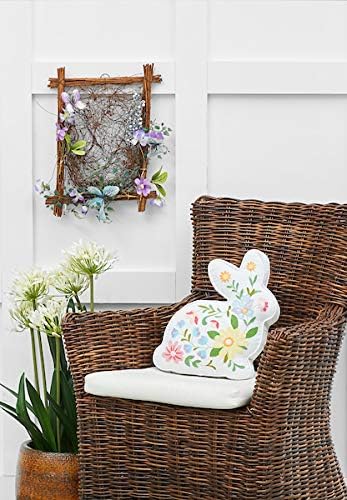 C&F Home Easter Bunny Rabbit Cotton Blend Shaped Accent Pillow 14" x 14" Spring Springtime Home Living Room Sofa Couch Chair Bed Bedroom Decor Decoration 14" x 14" Multicolored