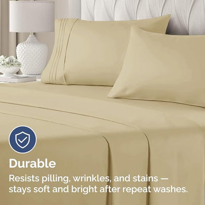Queen Pillow Cases Set of 2 - Ultra Soft Hotel Quality Pillowcase Covers - Comfy, Cozy & Wrinkle Free - Shrinkage, Stain and Fade Resistant - Machine Washable Pillow Protectors - 2 Piece Set - Beige