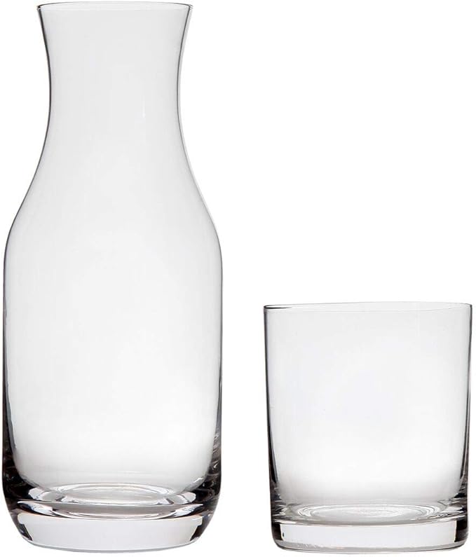 Lily's Home Bedside Night Water Carafe with Tumbler Glass, Use in Bedroom Bathroom, or Kitchen, Use Cup as Lid, 16 Ounces Contemporary