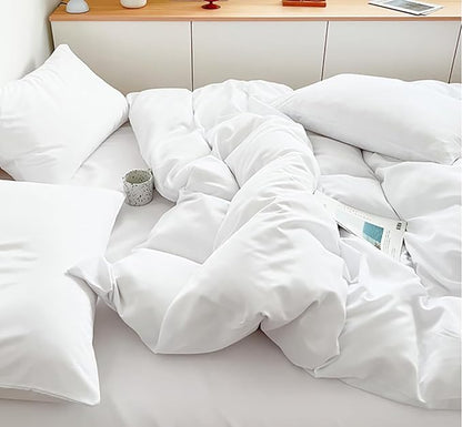 Houseri White Comforter Sets Twin Size Solid White Bedding Comforters for Kids Girls Boys Soft Cozy Comfy Plain All White Bed Quilt Cute Light Durable College Preppy Dorm Bedding Set Twin