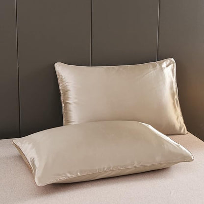 NTBED Silky Satin Comforter Set Queen Champagne, Soft Lightweight Microfiber Luxury Sexy Quilted Bedding Sets with 2 Matching Pillow Covers for Summer Spring Autumn