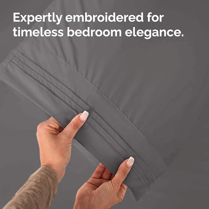 Queen Pillow Cases Set of 2 - Ultra Soft Hotel Quality Pillowcase Covers - Comfy, Cozy & Wrinkle Free - Shrinkage, Stain & Fade Resistant - Machine Washable Pillow Protectors - 2 Piece Set - Dark Grey
