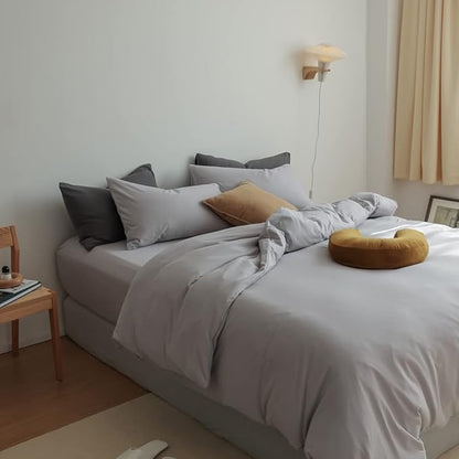 CLOTHKNOW Grey Full Size Comforter Sets Gray Bedding Comforter Sets Light Grey Bedding Sets Soft Comforter with 2 x Pillow Cases