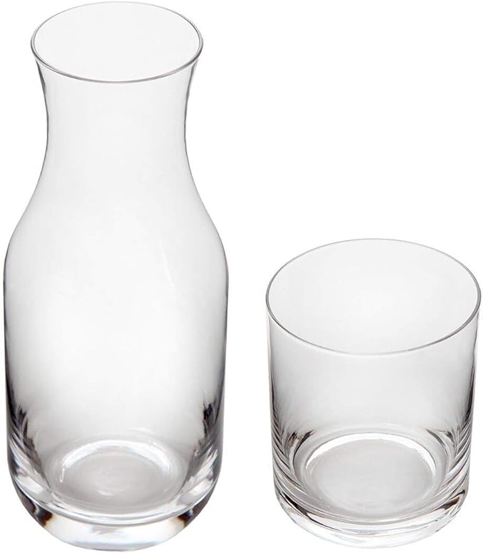 Lily's Home Bedside Night Water Carafe with Tumbler Glass, Use in Bedroom Bathroom, or Kitchen, Use Cup as Lid, 16 Ounces Contemporary