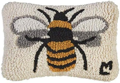 Chandler 4 Corners Artist-Designed Bumblebee Hand-Hooked Wool Decorative Petite Throw Pillow (8 in x 12 in) Garden Pillow for Couches & Beds - Low Maintenance Nature, Garden Honey Bee Home Décor