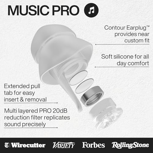 EARPEACE Music PRO - Concert Ear Plugs - Earplugs for Noise Reduction up to 20dB - High Fidelity Ear Plugs for Concerts, Musicians and Live Events - Reusable Earplugs - Includes Filter Set and Case