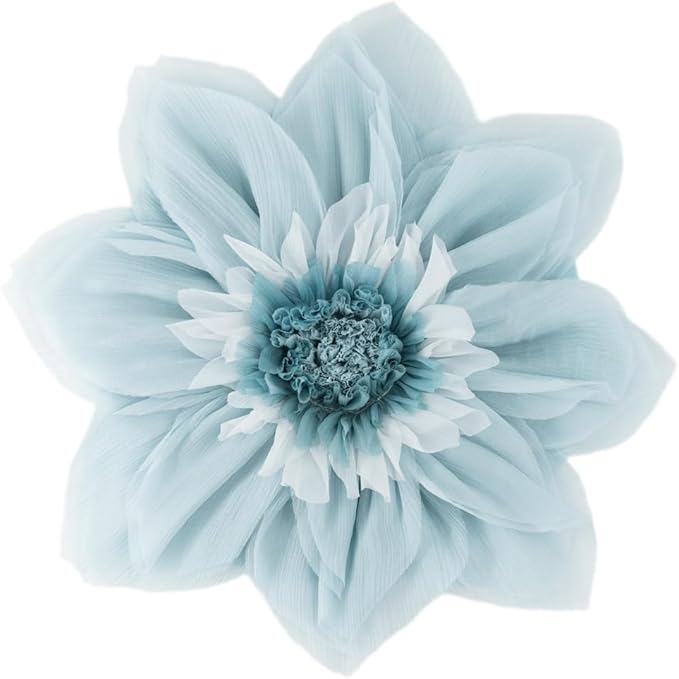 3D Light Blue Flower Round Decorative Throw Pillow with Insert Soft Cute Floral Accent Pillow Cushion for Bed Couch Bedroom Living Room Nursery Boho Aesthetic Home Decor 12Inch Blue and White