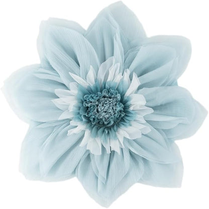 3D Light Blue Flower Round Decorative Throw Pillow with Insert Soft Cute Floral Accent Pillow Cushion for Bed Couch Bedroom Living Room Nursery Boho Aesthetic Home Decor 12Inch Blue and White