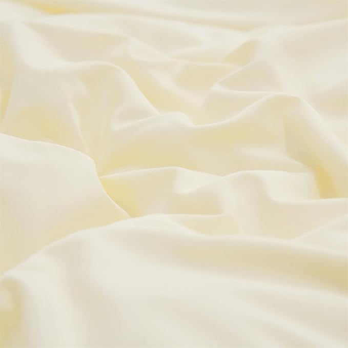 KAREVER Light Yellow Comforter Set Twin Off White Bedding Set Girls Beige Breathable Ivory Bedding Set Women Soft Off White Twin Ivory Bedding Comforter Set