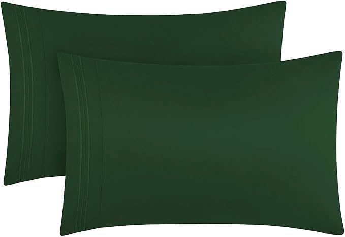 Mellanni Pillow Cases - Luxury, Extra Soft, Cooling Pillow Covers - 2 PC Iconic Collection Pillowcases - Envelope Closure (Standard/Queen 20" x 30", Emerald Green)