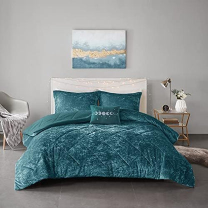 Intelligent Design King Comforter Set, Velvet Comforter Set , Luxury Diamond Quilting Comforter Set, Fluffy Comforter Bed Set with Decorative Pillowand 2 Shams, 4 Piece Teal, King/ Cal King