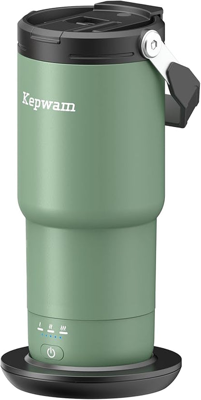 Kepwam T3 Self-Heating Travel Mug 20oz, Temperature-Controlled Coffee Warmer Mug, Smart Travel Coffee Mug Keep Coffee Drinks Hot, Heated Mug Great for Driver Outdoor Fits Car Cup Holders