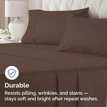 Queen Pillow Cases Set of 4 - Ultra Soft Hotel Quality Pillowcase Covers - Comfy, Cozy & Wrinkle Free - Shrinkage, Stain and Fade Resistant - Machine Washable Pillow Protectors - 4 Piece Set - Brown
