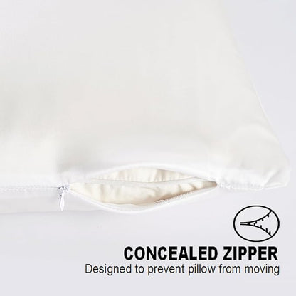 MAXFEEL 100% Pure Mulberry Silk Pillowcase with Zipper for Skin&Hair Care Both Sides Soft Breathable (White, Standard)