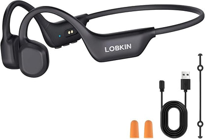 LOBKIN Bone Conduction Headphones - Open Ear Headphones Wireless Bluetooth 6.0 with Mic, 10H Playtime, IPX6, Sweat Resistant, Lightweight Sports Headphone for Running, Cycling, Gym, Outdoor, Black