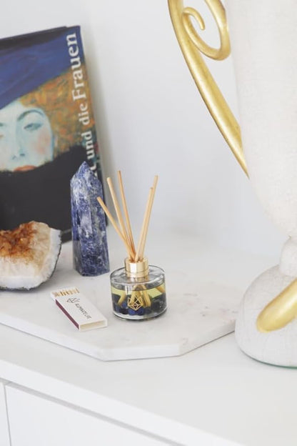 Crystal Infused Reed Diffuser, 4 OZ, Bloom - Amazonite Crystal Infused - Scents of Lavender, Neroli, and Jasmine - Hope, Discovery, & Growth - Home Decor, House Warming, Room