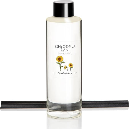 Chloefu LAN Sunflowers Scented Oil Diffuser Refill 200ml/6.76 fl oz Air Freshener with Natural Essential Oils，Floral Fruity Scent, Daisy-Inspired Long-Lasting Diffuser Oil, Home & Bathroom Decor