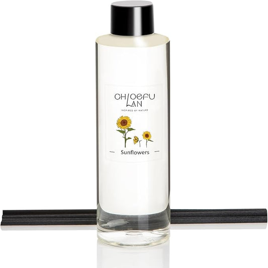 Chloefu LAN Sunflowers Scented Oil Diffuser Refill 200ml/6.76 fl oz Air Freshener with Natural Essential Oils，Floral Fruity Scent, Daisy-Inspired Long-Lasting Diffuser Oil, Home & Bathroom Decor