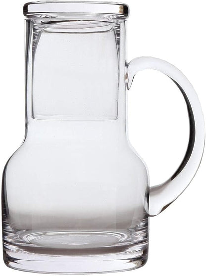 Lily's Home 16 oz Glass Water Carafe for Bedroom or Kitchen - Carafe with Cup Lid & Handle, Perfect for Bedside or Desktop Use, Modern Design
