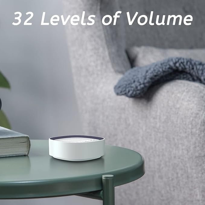 Sleep White Noise Sound Machines with 30 Soothing Sounds 3.5 mm Headphone Jack 5 Timer Settings 32 Precise Volume Memory Function Compact Design Ideal Gift