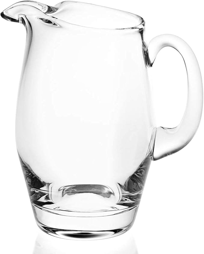 Badash Classic Crystal Glass Pitcher - 54 oz. European Mouth-Blown Barrel-Shaped Pitcher for Water, Iced Tea, Juice, Cocktails & More - Fine Quality Lead-Free Crystal