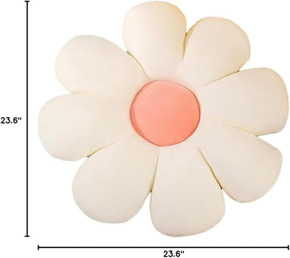 Flower-Shaped Cute Pillow, Flower Cushion, Reading Pillow and Leisure and Comfortable Pillow, Car Cushion (White, 60cm*60cm)