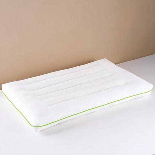 Low Profile Flat Thin Pillow (3.35″) for Stomach & Back Sleepers, Soft Flat Bed Pillow with 7D Fiber Fill & Cotton Cover, Standard Size, Machine Washable