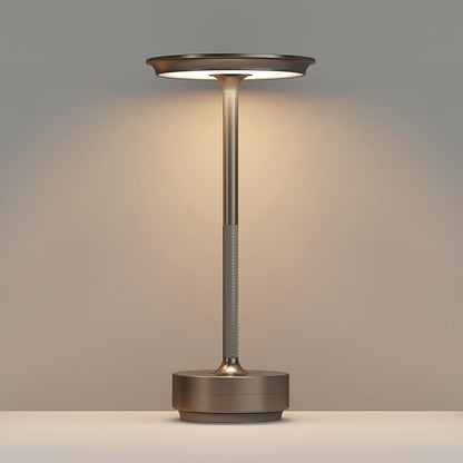Rechargeable Cordless Table Lamps,Portable 5000mAh LED Table Light, 3 Color Stepless Dimming Battery Powered Metal Table Lamp for Outdoor/Patio/Restaurant/Camping.(Cafe)
