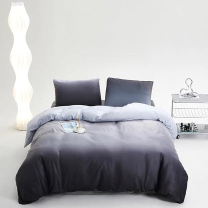 CLOTHKNOW Dark Grey White Velvet California King Comforter Sets 3Pcs Fluffy Bedding Comforter Sets Soft Gray Comforter and 2 x Velvet Pillowcases