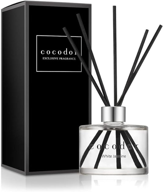 COCODOR Signature Reed Diffuser Set/White Jasmine / 6.7oz /1 Pack/Home Fragrance Diffuser, Oil Scent Diffuser for Bathroom Shelf Decor