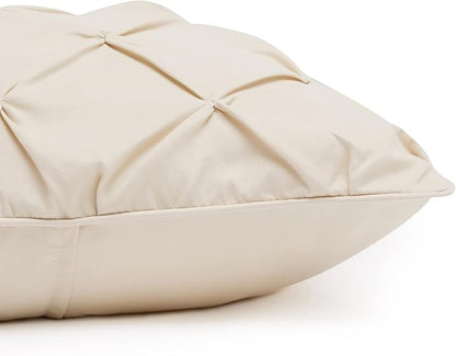Amazon Basics Soft, Breathable Queen Size Comforter Set, All-Season Down-Alternative 3-Piece Bedding Set, Pinch Pleat Design with Piped Edges, Full/Queen, Beige